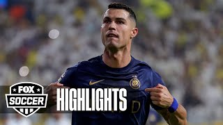 Cristiano Ronaldo scores two PK goals for AlNassr FC to help secure a 40 victory over AlShabab FC [upl. by Nedla]