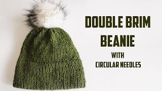 DOUBLE BRIM KNIT HAT WITH CIRCULAR NEEDLES  CJ Design [upl. by Arvin]