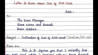 What to do if we lost our ATM Cards  Letter to Bank for Intimation amp Request to Block the Card [upl. by Ecyal]