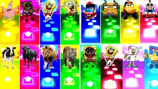 Slendybob Coffin 🆚 Funny Cow 🆚 Funny Buffalo 🆚 Funny Tiger 🆚 Patrick Stars Tiles Hop Edm Rush [upl. by Car]