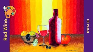 Red Wine  Art  Oil Pastel  Saikat Das drawing alcohol fruit [upl. by Orme986]