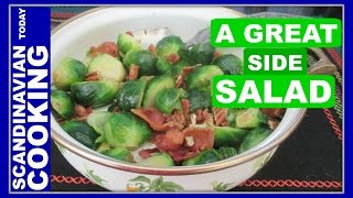 7 Ingredients  Easy Brussels Sprouts Salad with Bacon  Rosenkål Bacon Salat Opskrift [upl. by Nahtaoj]