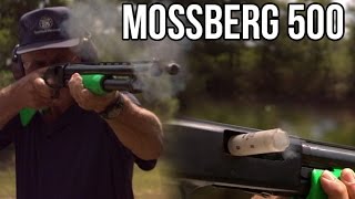 Mossberg 500 pump action shotgun fast shooting and review with Jerry Miculek [upl. by Assirroc649]