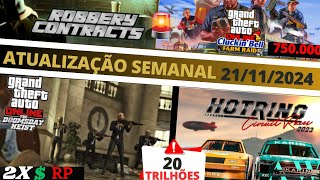 Atualização semanal GTA online 2111202420 trilhões Desafio pagando 2X dinheiro e rp [upl. by Yekcor]