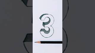 How To Draw 3D Number 3 Stepbystepshorts [upl. by Annabelle]