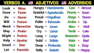 👉✨ LECCION DE INGLES 100 Verbos Auxiliares  100 Adjetivos  100 Adverbios 📚  Domina el Inglés ✅ [upl. by Lebasiairam]