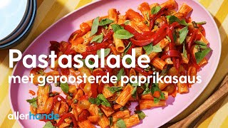 Koude pastasalade met geroosterdepaprikasaus  Recept  Allerhande [upl. by Nhguaval]