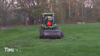 23 John Deere 3046R Cab Tractor Rolling Ruts Out of Lawn [upl. by Ilona917]