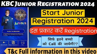 👀KBC Junior Registration 2024 KBC 16🥳 Kids Registration StartHow to Participate KBC Junior kbckid [upl. by Kenleigh]