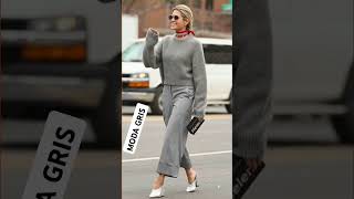 MODA TENDENCIA OTOÑO INVIERNO MUJERES REJUVENECEN LLEVANDO EL COLOR GRIS OUTFITS [upl. by Schmitt]