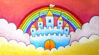 Castle 🏰 Drawing amp Coloring with Oil Pastel [upl. by Attenauq708]