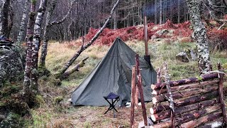 Polish Lavvu hot tenting winter camp  Outbacker Stove  Tbs Boar  NC500  Overnighter [upl. by Alledi]