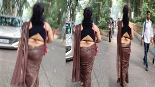 CHAITALI TrendingOn Road Back Pose Saree Video On Youtube  Back Saree Video  Saree Fashion saree [upl. by Imorej]