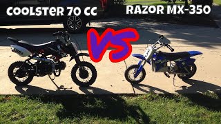 Coolster 70 cc Dirt Bike VS Razor MX 350 Top Speed [upl. by Ricarda]