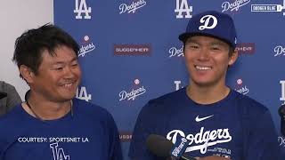 2024 Dodgers Spring Training Yoshinobu Yamamoto shares Shohei Ohtanis message after first start [upl. by Ursi]