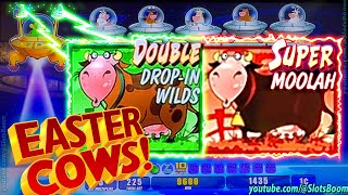 DOUBLE  SUPER COWS LIVE BONUS TRIGGER Invaders Attack From the Planet Moolah  CASINO SLOTS [upl. by Cirri]