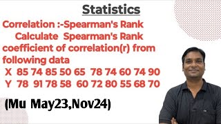 Correlation Spearmans Rank Example04 Calculate Spearmans Rank coefficient of correlationr [upl. by Marsland]