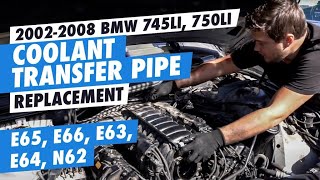 DIY 20022008 bmw 745li 750li coolant transfer pipe replacement e65 e66 e63 e64 n62 engine [upl. by Eserrehs89]