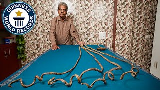 Longest Fingernails On One Hand EVER  Guinness World Records [upl. by Jorgan]