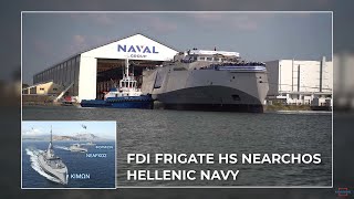 FDI Frigate Hellenic Ship Nearchos was Launched into the Scorff River [upl. by Ardnnaed]