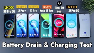 Realme 12 ProRealme 12 Pro Battery Drain amp Charging Test Vs Poco X6 ProNote 13 ProiQoo Z7 Pro [upl. by Seidule196]