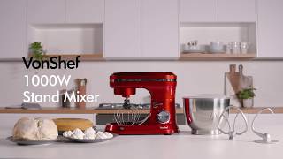 VonShef 1000W Red Stand Mixer [upl. by Sinnal563]