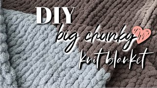 DIY Chunky Knit BLANKET  How To Hand Knit A BIG Blanket by Hand [upl. by Hairabez]