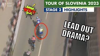 Dylan Groenewegen ALMOST CAUSES CRASH  Tour of Slovenia 2023 Stage 2 Highlights [upl. by Nareik]