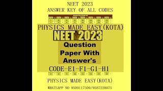 NEET 2023 ORIGINAL PAPER WITH ANSWER KEY CODE E1  F1  G1  H1 RIBBON SHAPED CHLOROPLAST  3 [upl. by Natsrik]