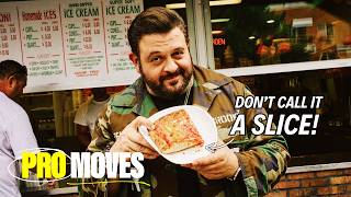 Adam Richman Eats Four Iconic New York Pizza Styles  Pro Moves [upl. by Enneira]