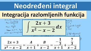 Neodređeni integrali Integracija racionalnih razlomljenih funkcija [upl. by Valry]