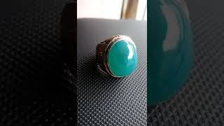 Gem silica chrysocolla in chalcedony 195x16x95 mm Silver Ring 8 [upl. by Jaymie302]