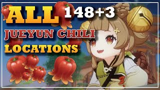 All 148 Jueyun Chili Locations  Detailed and Fast Route  Yaoyao  Genshin Impact [upl. by Desberg]