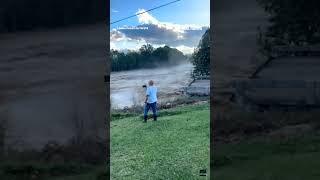 Video shows a bridge in Tennessee collapsing amid powerful floods from Hurricane Helenes remnants [upl. by Ardnuaek]