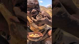 Unbelievable 😲‼️😋90 yrs Old hadzabe man cooking and eating meat without Teeth food hadzabetribe [upl. by Erda]