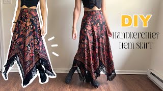 DIY Handkerchief Hem Skirt  Tutorial With Pattern [upl. by Pacien219]