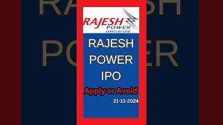 Rajesh Power Services IPO Review ipo shorts [upl. by Nnylarac]