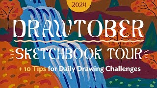 Sketchbook Tour October Daily Drawings 2024  tips for creative prompt challenges [upl. by Asiluj]