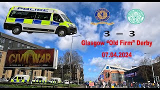 RANGERS vs CELTIC  April 7 2024  Driving through football crowds at IBROX Glasgow Old Firm Derby [upl. by Lemal]