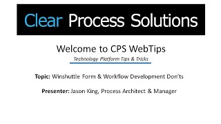 CPS WebTips Winshuttle Form amp Workflow Developer Donts [upl. by Ahsaeyt]