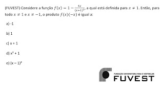 MATEMÁTICA  FUVEST Exercício Resolvido 024 [upl. by Wilhelm]