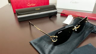 Unboxing cartier sunglasses CT03308005 GOLD GOLD GREEN [upl. by Yssep960]