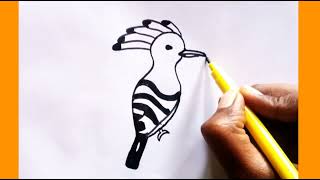 hudhud ka Chitra  hudhud ki drawing  hudhud drawing  how to draw a hoopoe  hudhud bird drawing [upl. by Lenod]