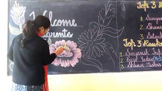 School black board decoration on PTMchalkboard artblackboard decoration ideaseasy and attractive [upl. by Syhr851]