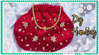 How to make Potli handbagpurseat homebridal handbag cutting and stitching easy wayPotli handbag [upl. by Nolasba216]