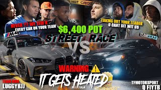 STREET RACE 6400 POT DRAMA BREAKS OUT MBK BMW G82 M4 VS VR30 Q60 TFM INSANELY HEATED RACE POV M4 [upl. by Dew]