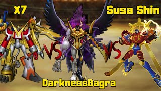 DarknessBagra Vs Shoutmon X7 Vs Susanoo Shin  Comparação SSS Digimon Masters Online [upl. by Zennie63]