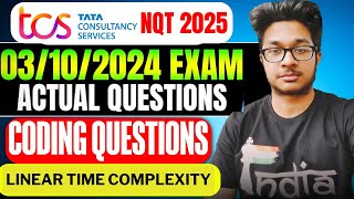 TCS NQT 03102024 Exam Asked Questions  TCS NQT 2025 Shift Questions [upl. by Mcgean]