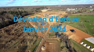 Travaux de la déviation dEvreux en vue aérienne par drone suivi de chantier de Janvier 2024 [upl. by Krusche]