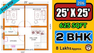 25 X 25 DUPLEX HOUSE DESIGN II 25 X 25 HOUSE PLAN II 25 X 25 GHAR KA NAKSHA II PLAN206 [upl. by Sykleb]